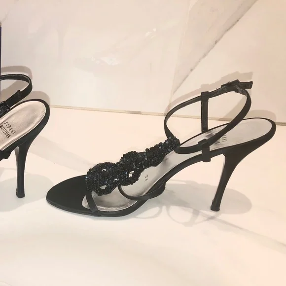 Stuart Weitzman Black Satin Caviar sandals - Picture 4 of 10